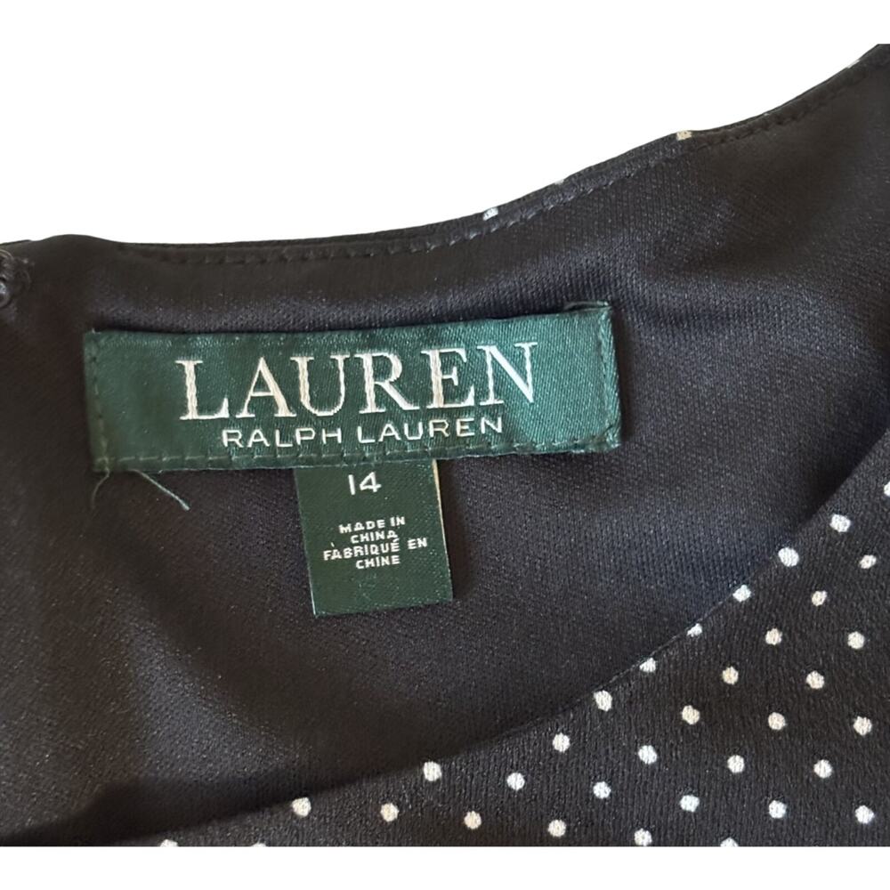 Lauren Ralph Lauren Dress 14 Bias-Cut Ruffled Sleeves & Hem Polka Dot Feminine - Picture 4 of 13